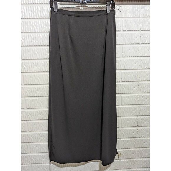 Pendleton Women's Black Hidden Back Zip Knit Side Slits A-line Maxi Skirt Size 8 - Picture 1 of 7